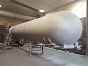 Propane truck media blasting after image